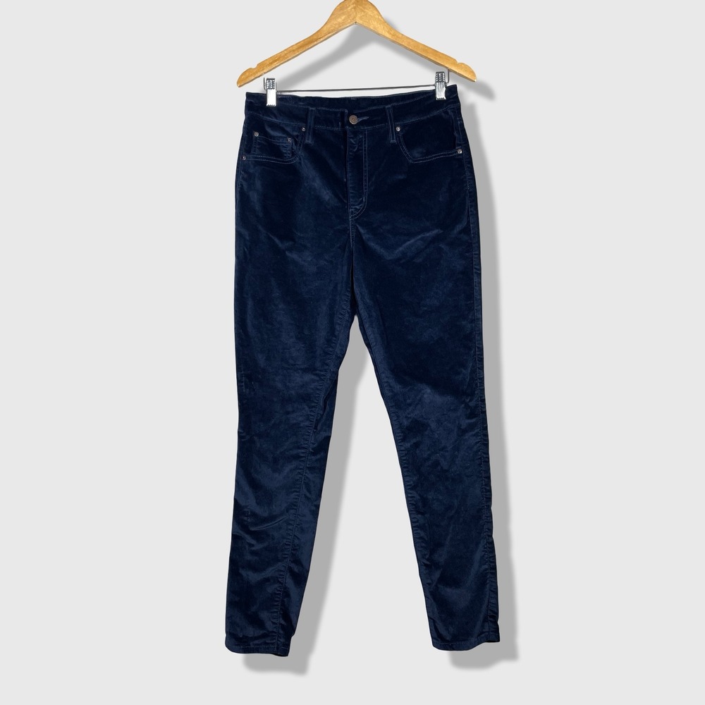 Levi's Velvet Pants Womens 30 Navy Blue Skinny High Rise Casual Career
